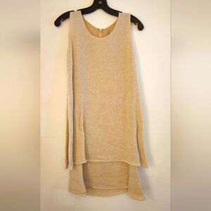 CHANEL BOUTIQUE Cream Tank Dress With High Low Long Sleeve Jacket Size 40